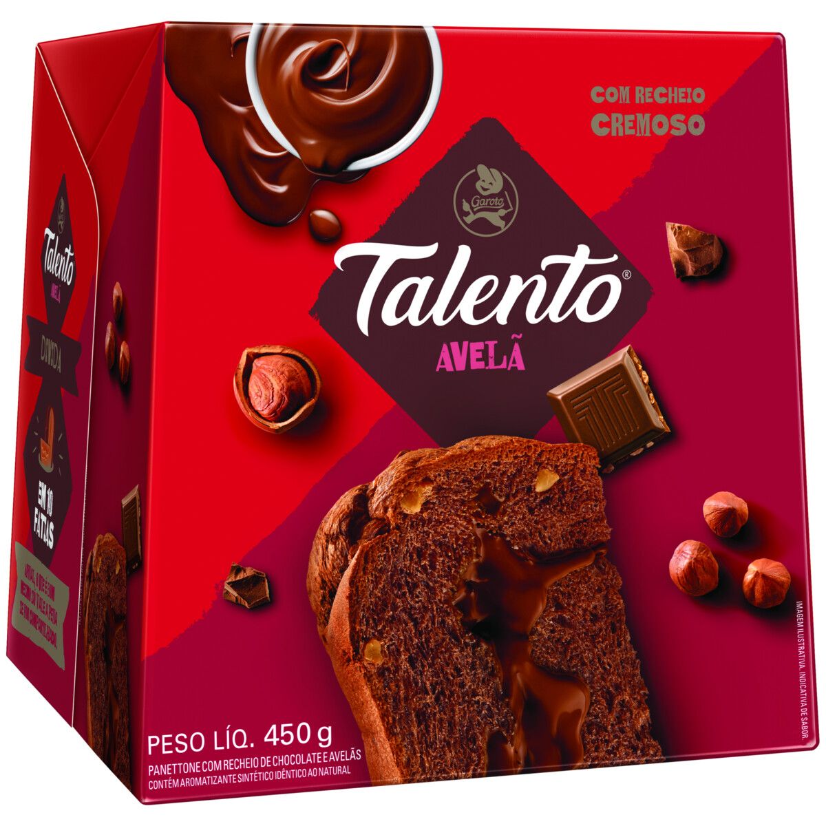 Panettone Recheio Chocolate Talento Avelã Nestlé Caixa 450g