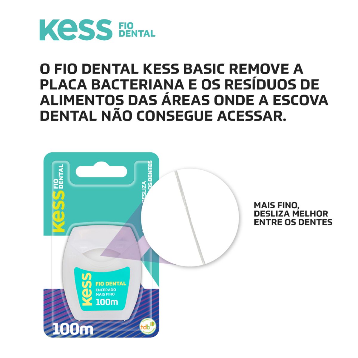 Fio Dental Kess Encerado Mais Fino 100m 1 Unidade image number 3