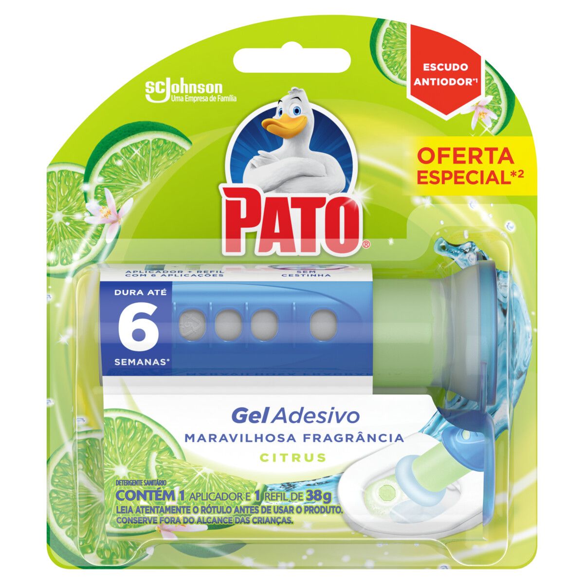 Detergente Sanitário Pato Gel Adesivo com Aplicador Citrus Refil 38g