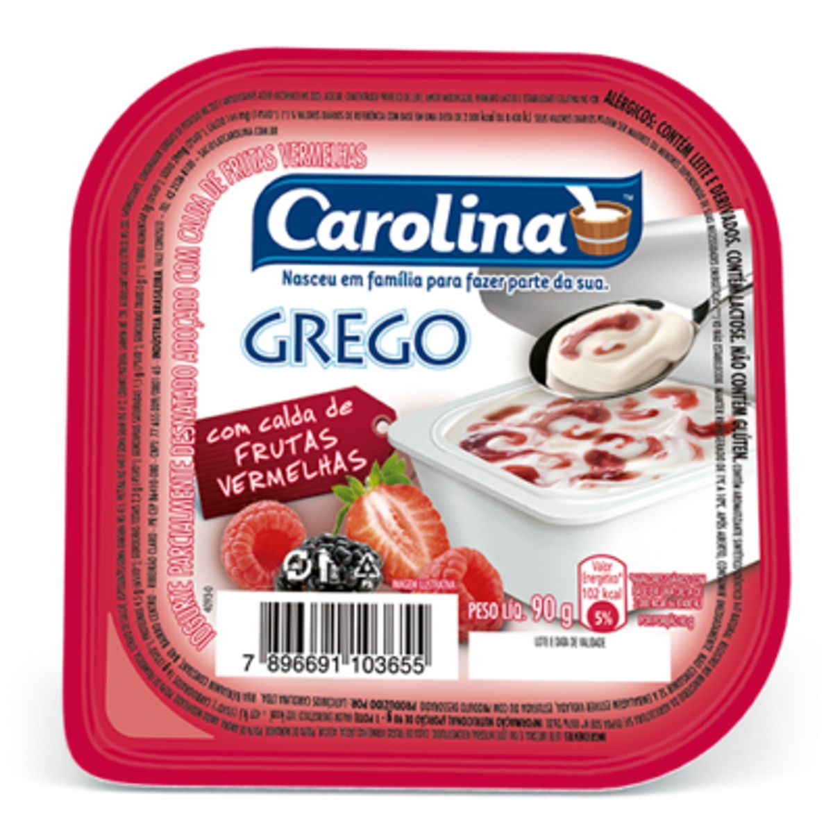 Iogurte Carolina Grego Sabor Frutas Vermelhas 90g