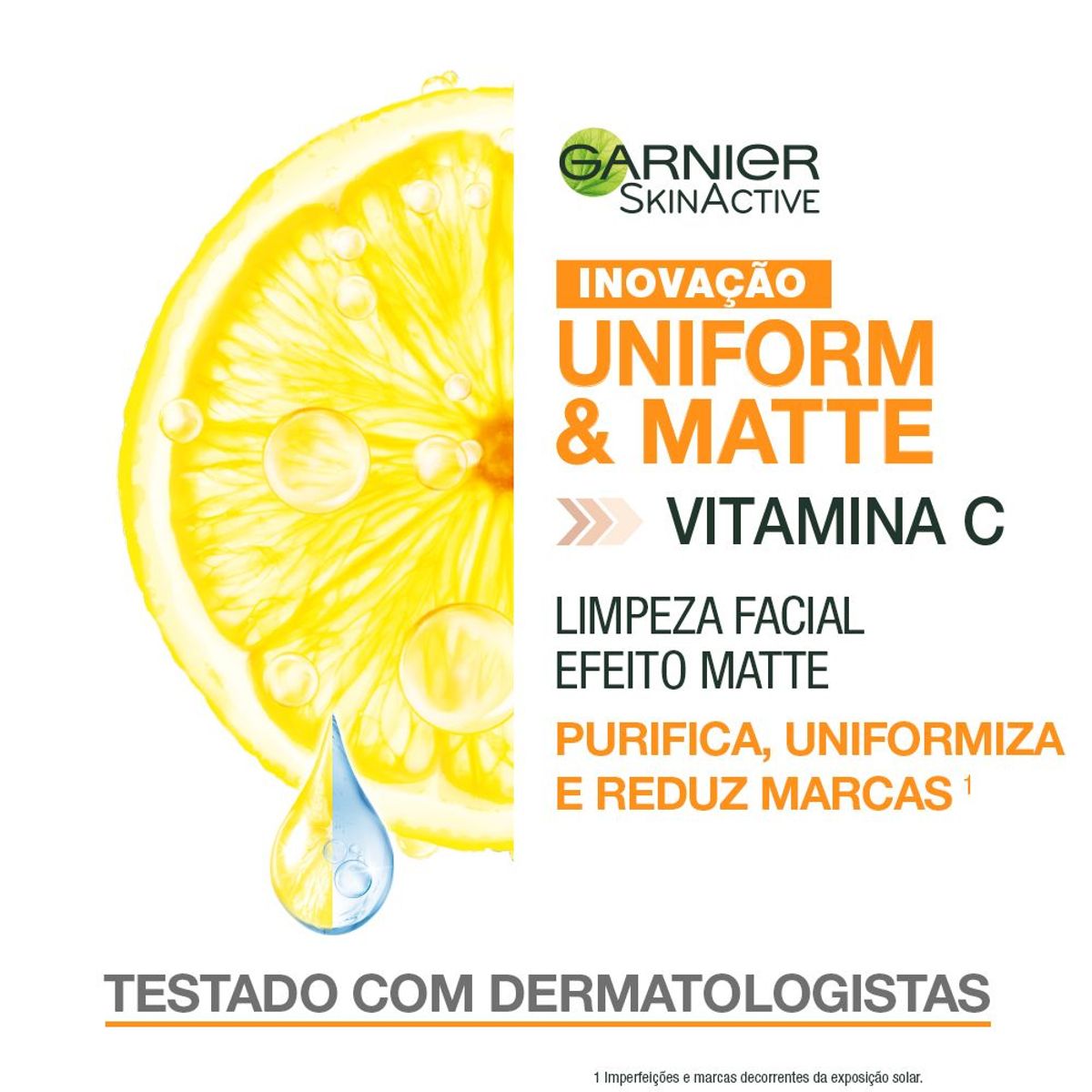 Limpeza Facial Garnier Uniform & Matte Vitamina C Antioleosidade, 120g image number 1