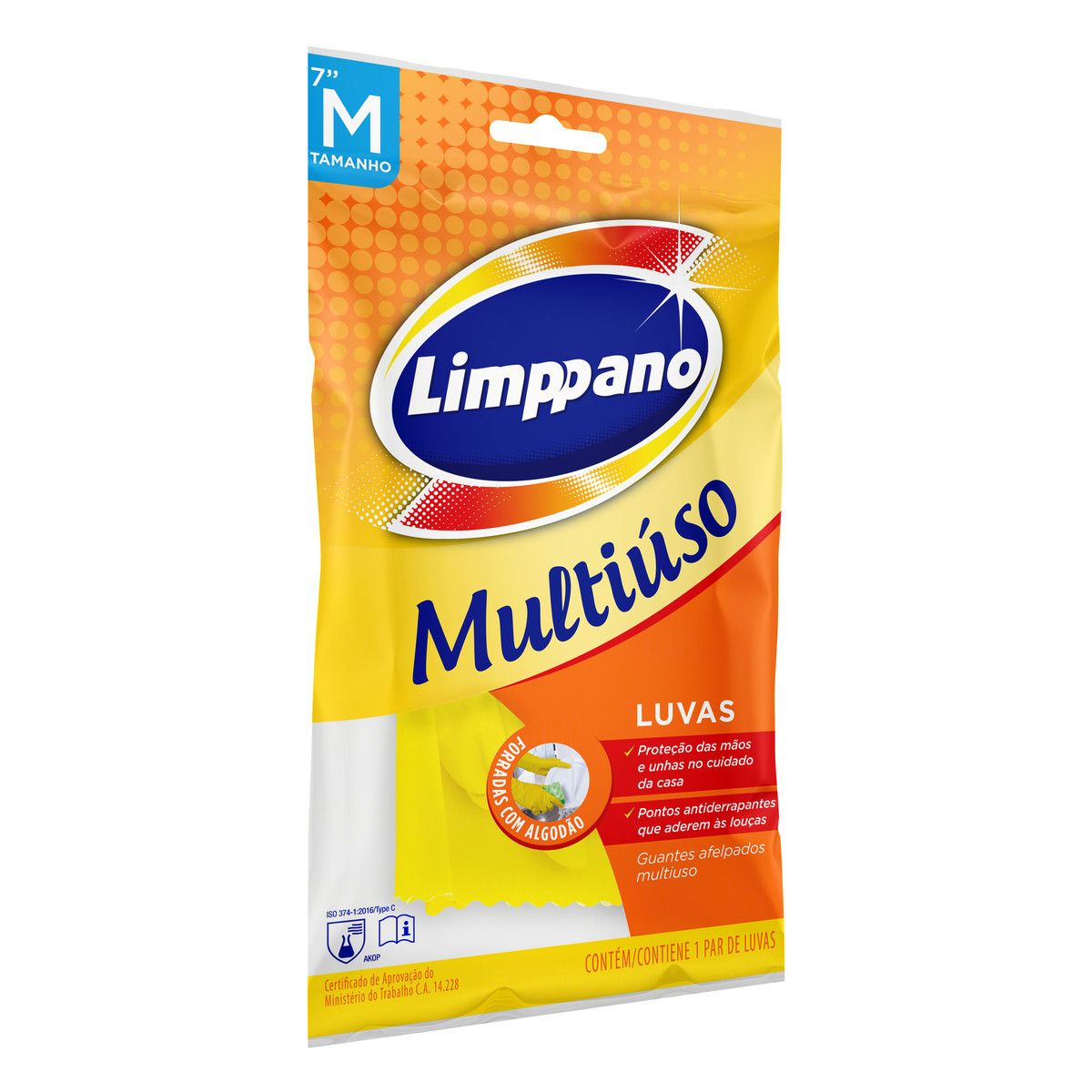 Luva Multiuso Amarela Limppano Tamanho M image number 2