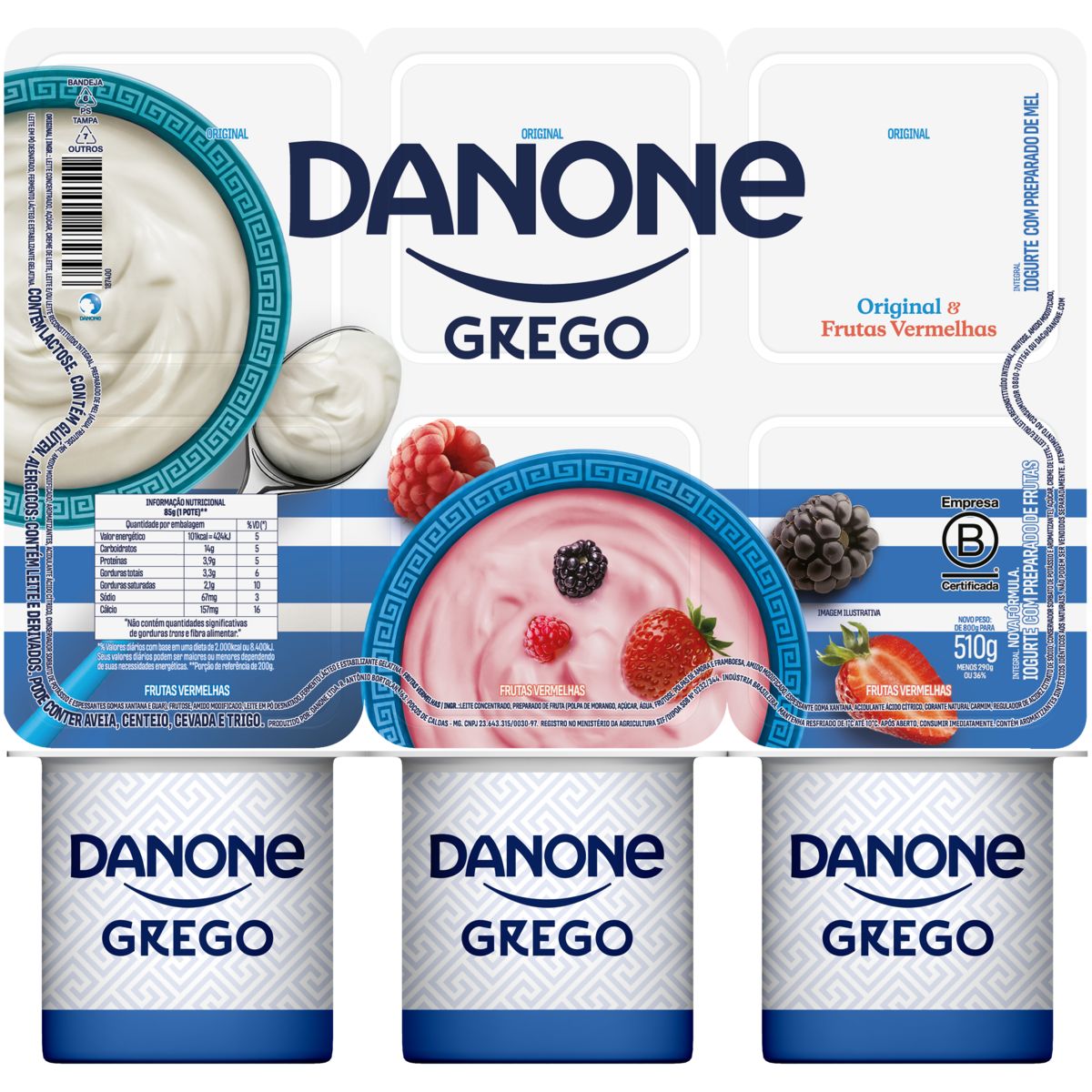Iogurte Grego Danone Original e Frutas Vermelhas 510g