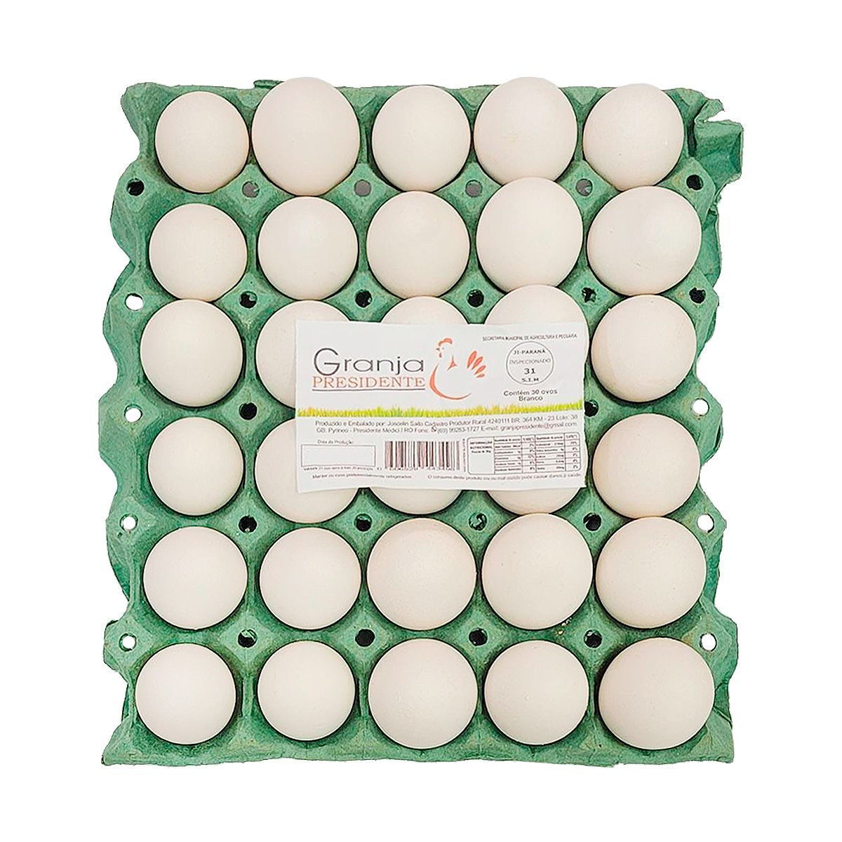 Ovos Branco Presidente Cartela com 30 Unidades