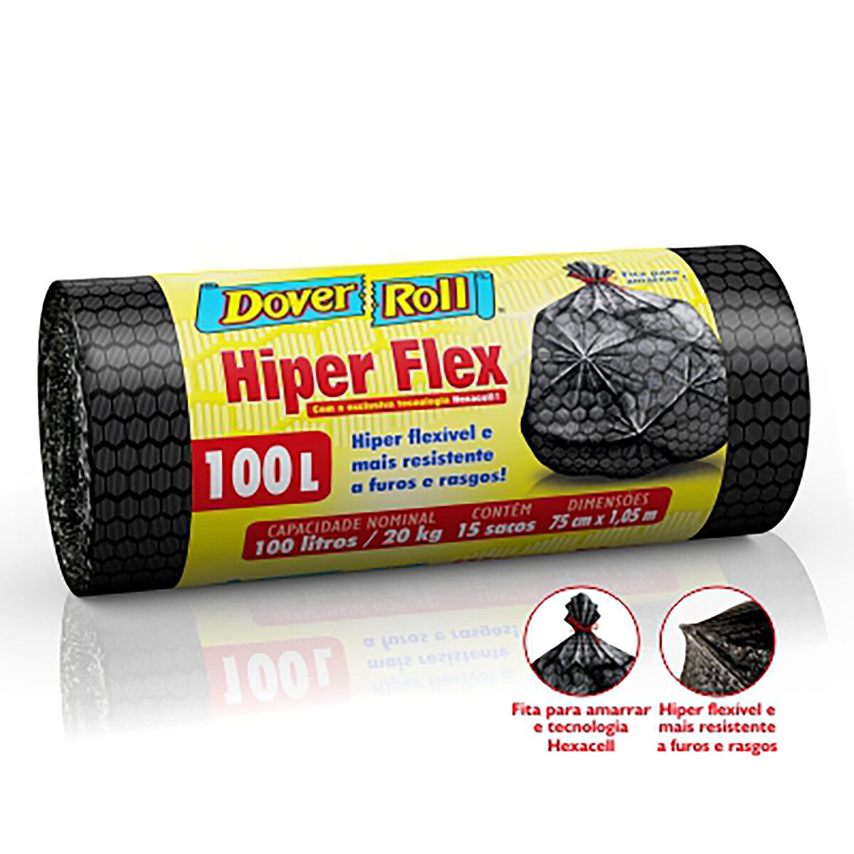 Saco para Lixo Dover Roll 100L Hiper Flex 15 Unidades image number 4