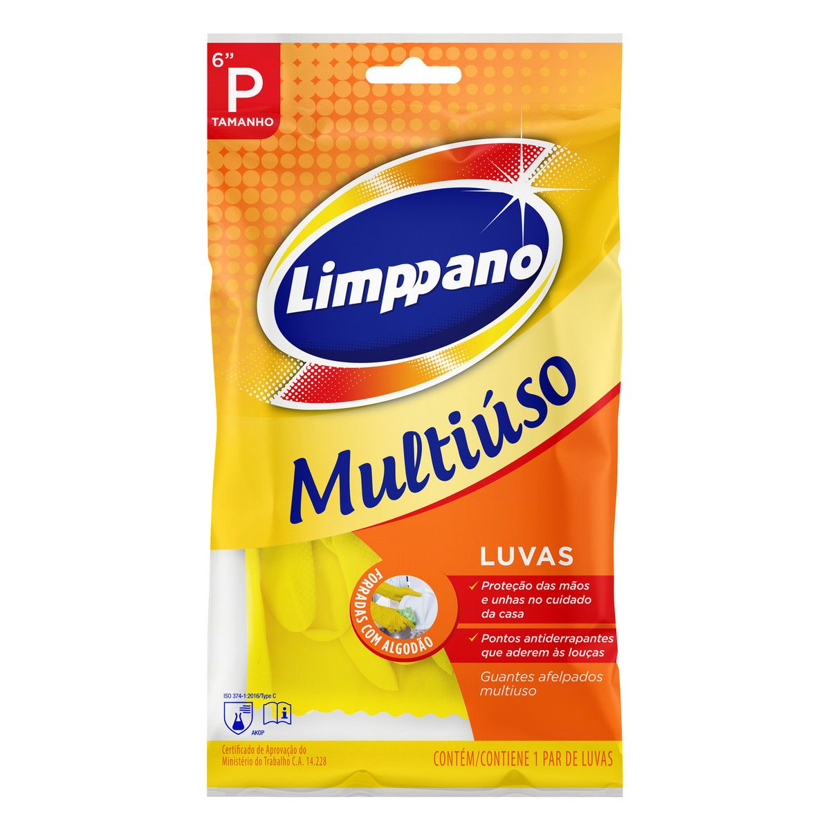 Luva Multiuso Amarela Limppano Tamanho P image number 0