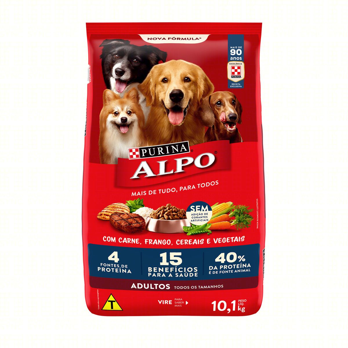 Alimento para Cães Adultos Alpo Carne, Frango, Cereais e Vegetais 10,1kg