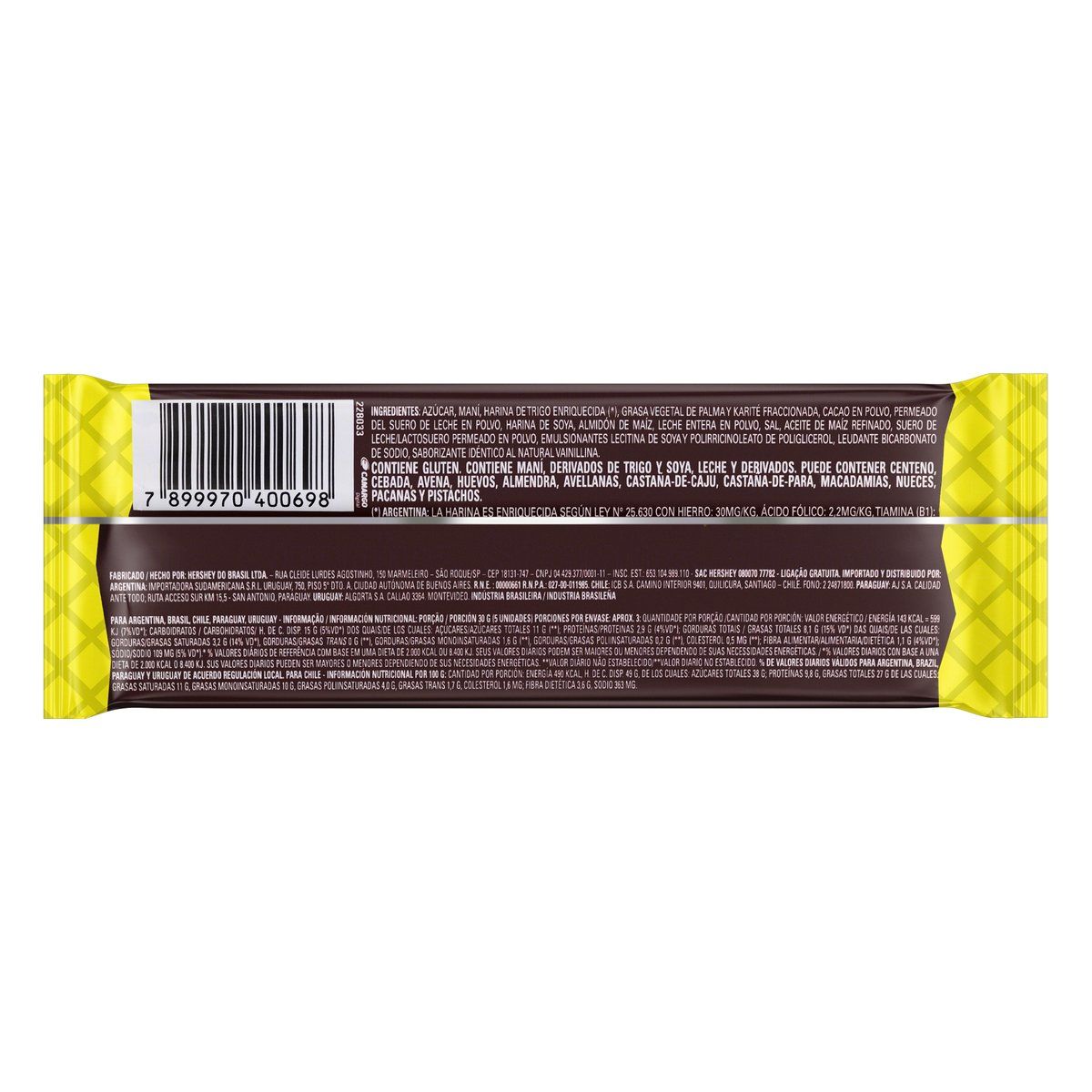 Wafer Hershey's Recheio Amendoim Cobertura Chocolate 102g image number 1