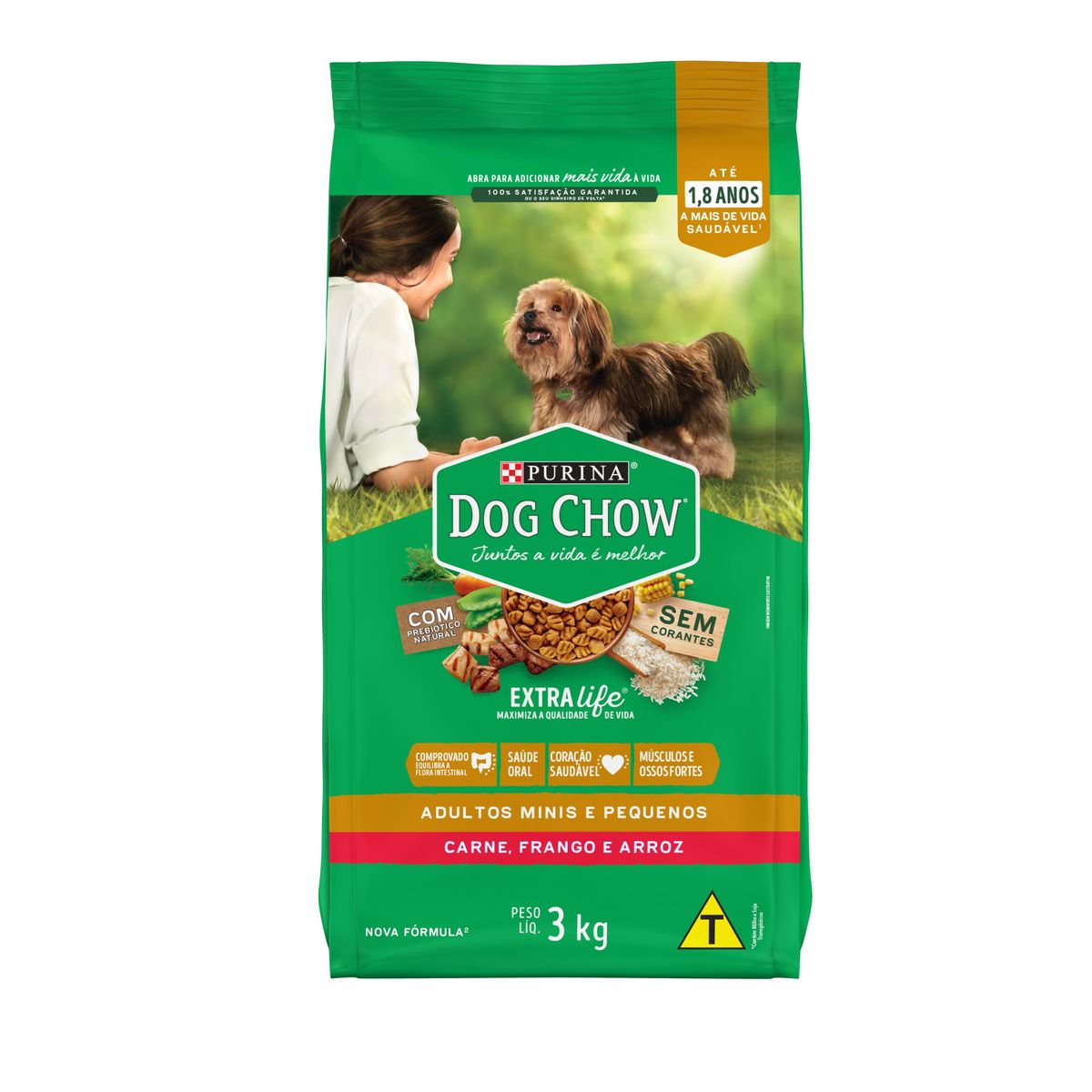 Alimento Dog Chow Cães Adultos Minis e Pequenos Frango e Arroz 3kg