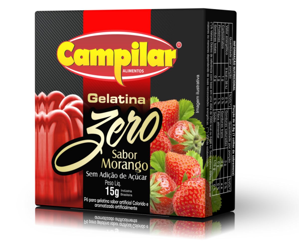 Gelatina em Pó Campilar Sabor Morango Zero 15g image number 0