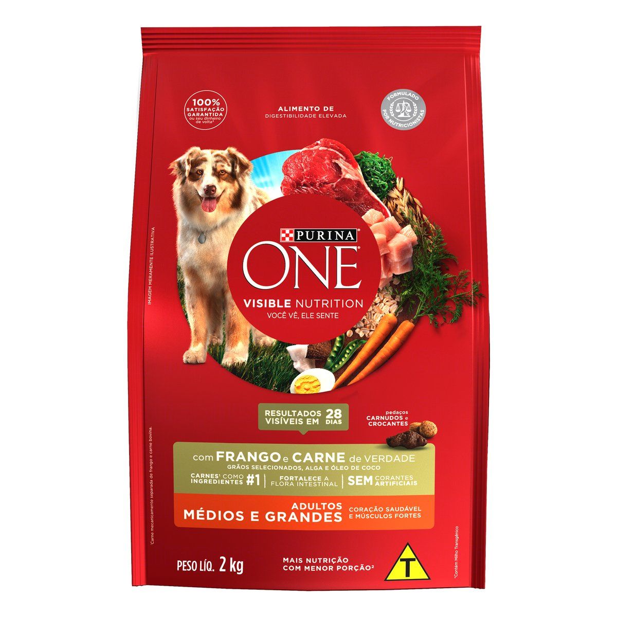 Alimento One Cães Adultos Médios e Grandes Frango e Carne 2kg