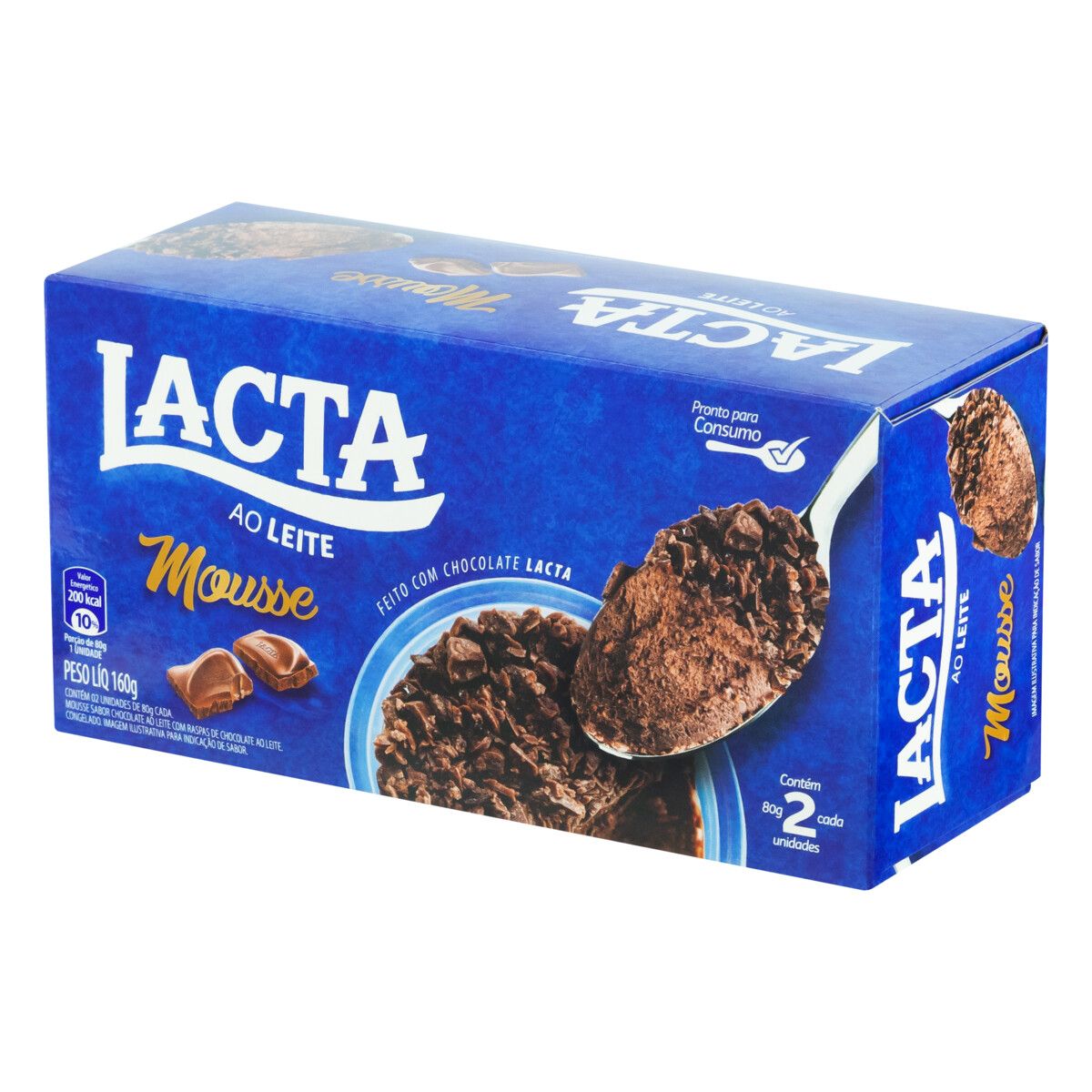 Mousse Congelado Chocolate ao Leite Lacta Caixa 160g 2 Unidades image number 2