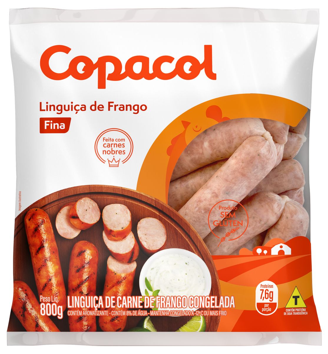 Linguiça de Frango Congelada Copacol Fina 800g image number 0