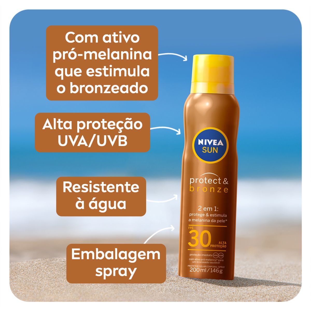 Nivea Sun Protect & Bronze Spray FPS 30 200ml image number 2