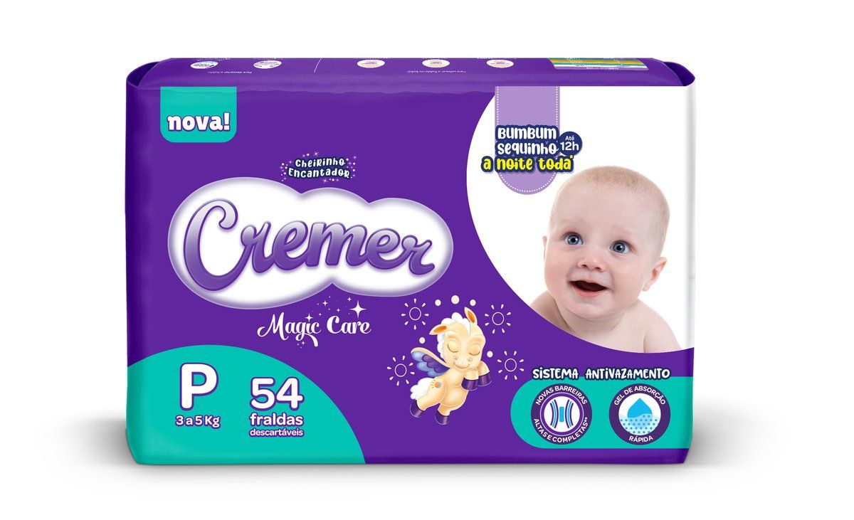 Fralda Descartável Infantil Cremer Magic Care P Pacote 54 Unidades