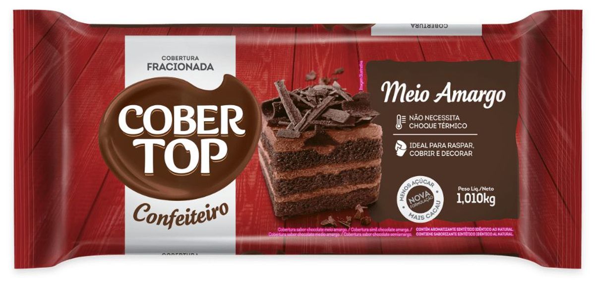 Barra para Cobertura Cober Top Chocolate Meio Amargo 1,010kg image number 0
