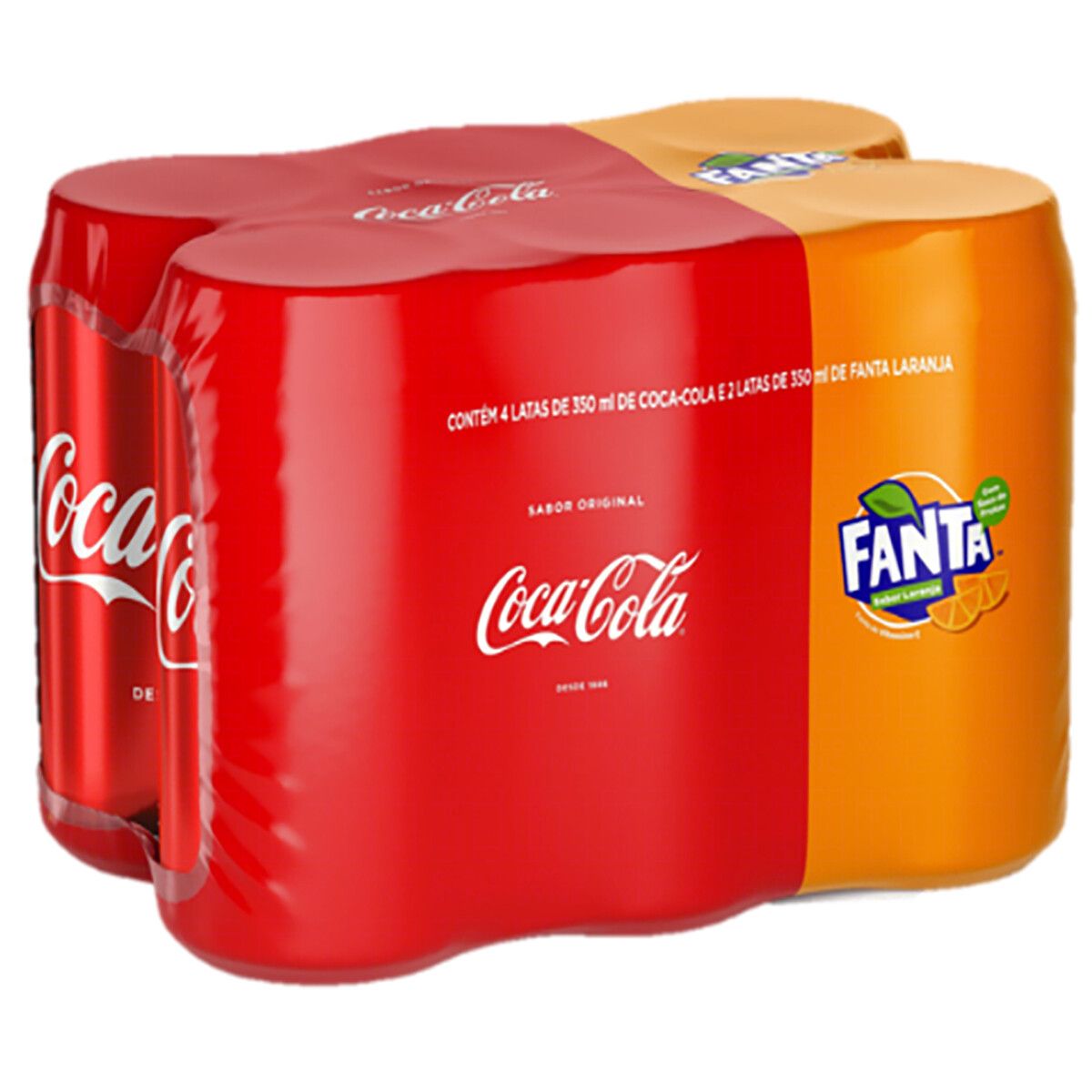Kit 4 Refrigerantes Coca-Cola Original + 2 Laranja Fanta 350ml Cada
