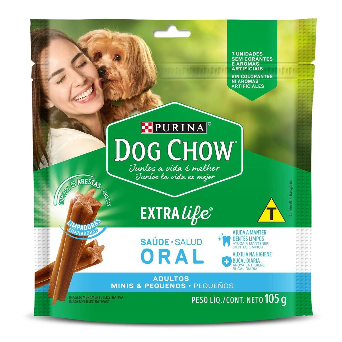 Petisco Dog Chow Saúde Oral Cães Adultos Minis e Pequenos 105g