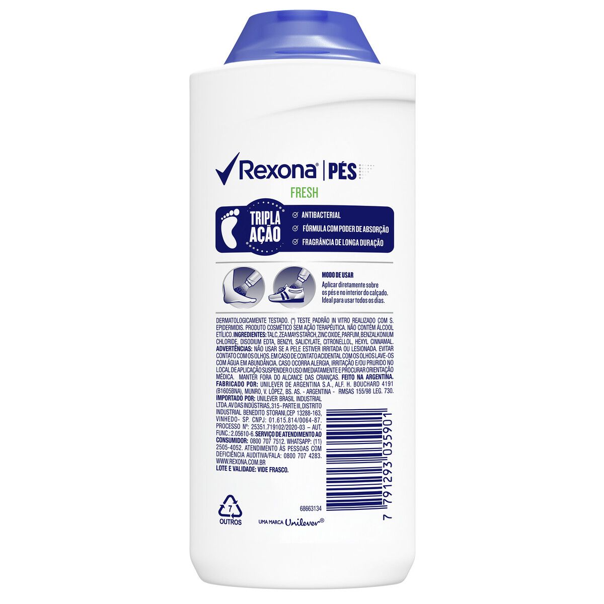 Talco Desodorante para os Pés Rexona Fresh 100g image number 1