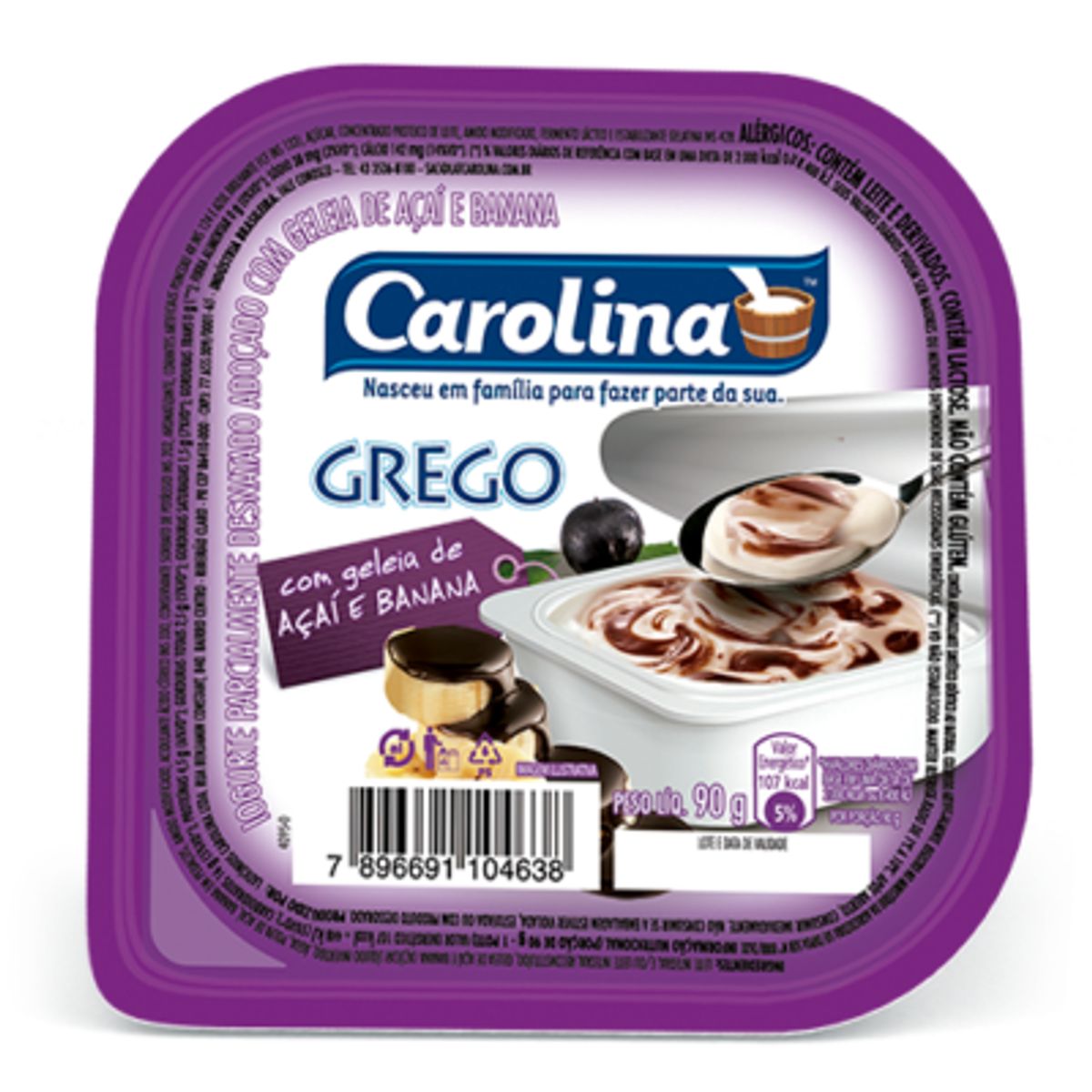 Iogurte Carolina Grego Sabor Açaí e Banana 90g